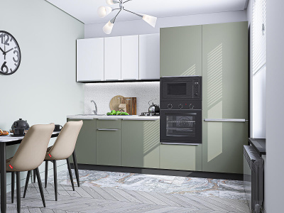 Кухонный гарнитур Фьюжн-07  270х60х214/Silky White/Silky Mint фото в интернет-магазине BestWood