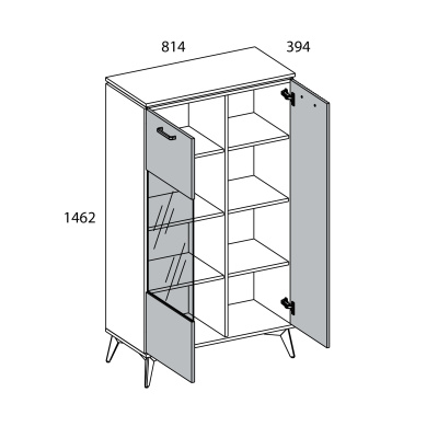 Шкаф с витриной 1V1DP 81,4х39,4х146,2 Персидский жемчуг/Амарок фото в интернет-магазине BestWood