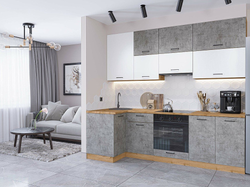 Кухонный гарнитур Флэт-04  100/250х60х234/White In 2S/Temple Stone 2S фото в интернет-магазине BestWood