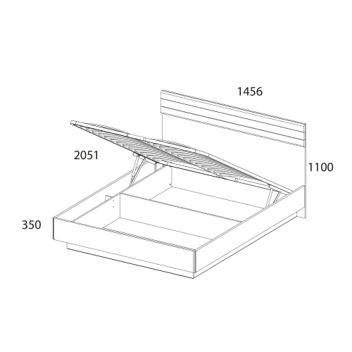 Кровать 140 с ПМ 145,6х205,1х110 Белый/Дуб вотан фото в интернет-магазине BestWood