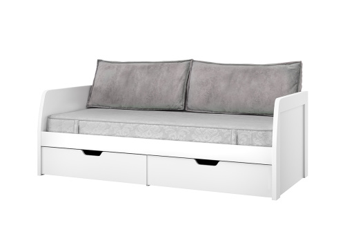 Кровать 2Я90 с 2-мя подушками  206,9х94,2х71,4 Белый/Дуб вотан фото в интернет-магазине BestWood