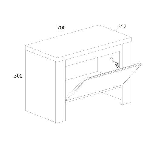Тумба для обуви 1D 70х35,7х50 Белый/Дуб вотан фото в интернет-магазине BestWood