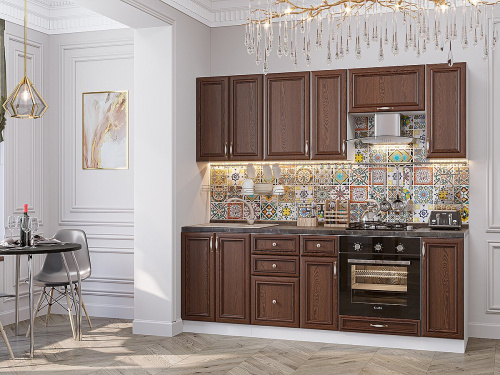 Кухонный гарнитур Шале-01  220х60х214/Brown Dreamline фото в интернет-магазине BestWood