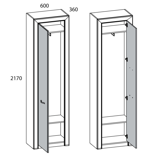 Шкаф 1DW 60х36х217 Вудлайн кремовый/Дуб анкора фото в интернет-магазине BestWood