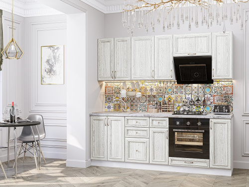 Кухонный гарнитур Шале-01  220х60х214/White Dreamline фото в интернет-магазине BestWood