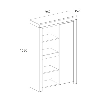 Шкаф 1D4N  96,2х35,7х153 Белый/Дуб вотан фото в интернет-магазине BestWood