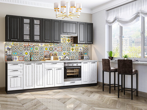 Кухонный гарнитур Прага-02  280х60х214/Венге Премиум/Белое дерево фото в интернет-магазине BestWood