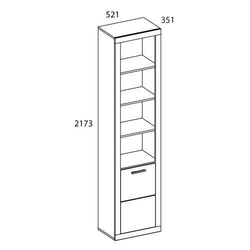 Шкаф открытый 1D 52,1х35,1х217,3/Дуб Санремо фото в интернет-магазине BestWood
