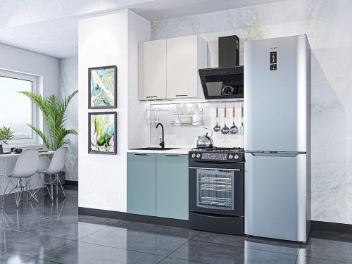 Кухонный гарнитур Флэт-03  80х60х214/Cashmere In 2S/Grey-green In 2S фото в интернет-магазине BestWood