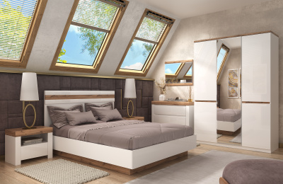 Шкаф 3DG HZ  149,8х58,1х215 Белый/Дуб вотан фото в интернет-магазине BestWood