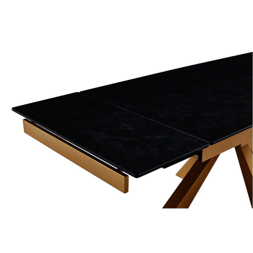 Стол обеденный Сиена 160(240)х90х76/Металл Шампань/Керамика Vic Dark grey фото в интернет-магазине BestWood