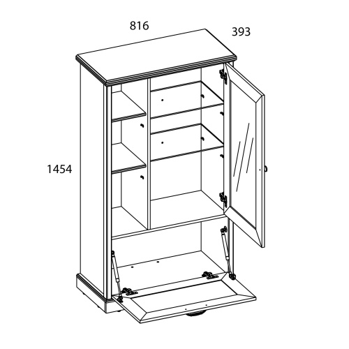 Шкаф с витриной 1V1D3N 81,6х39,3х145,4 Персидский жемчуг/Каньон фото в интернет-магазине BestWood