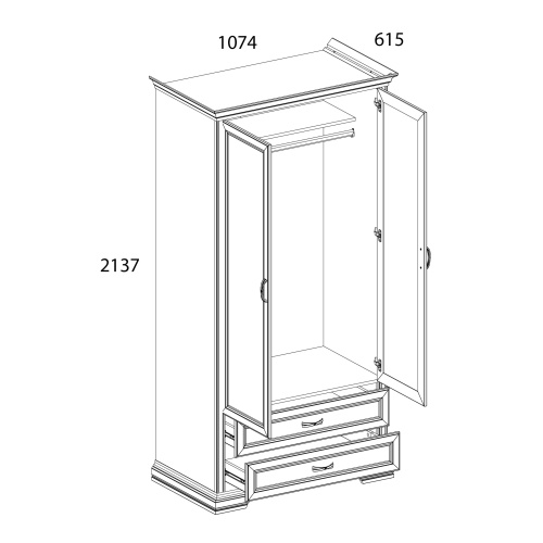 Шкаф 2DG2S 107,4х61,5х213,7 Сосна винтаж /Дуб анкора фото в интернет-магазине BestWood