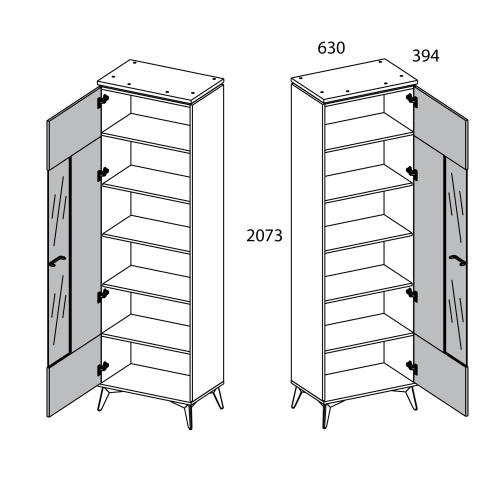 Шкаф с витриной 1V 63х39,4х207,3 Персидский жемчуг/Амарок фото в интернет-магазине BestWood
