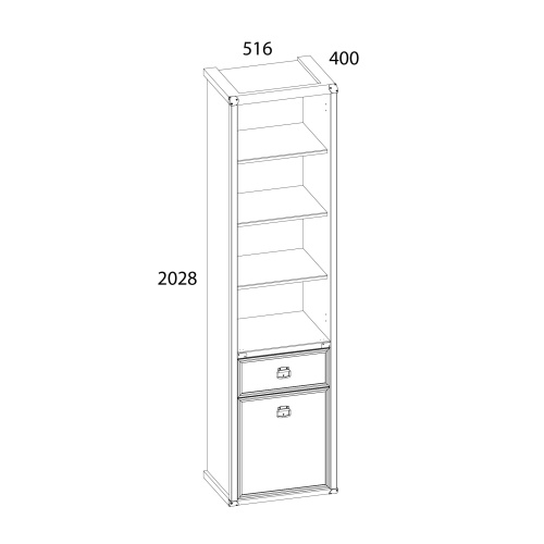 Шкаф открытый 1D1S 51,6х40х202,8/Сосна винтаж фото в интернет-магазине BestWood