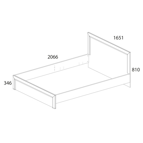 Кровать 160 без ПМ 165,1х206,2х81 Вудлайн кремовый/Дуб анкора фото в интернет-магазине BestWood