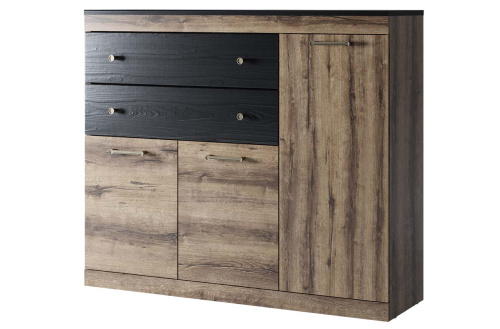 Тумба 3D2S 120,2х35,6х103 Дуб монастырский/Черный фото в интернет-магазине BestWood