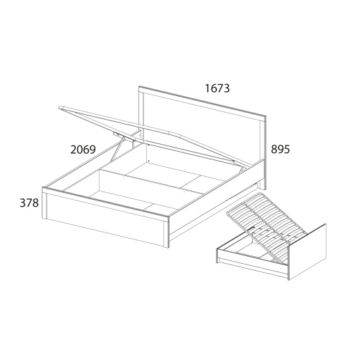Кровать 160 с ПМ 167,3х206,9х89,5 /Каштан найроби фото в интернет-магазине BestWood