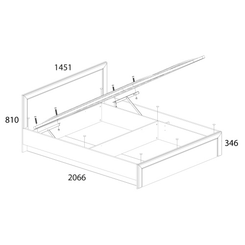 Кровать 140 с ПМ 145,1х206,2х81 Вудлайн кремовый/Дуб анкора фото в интернет-магазине BestWood