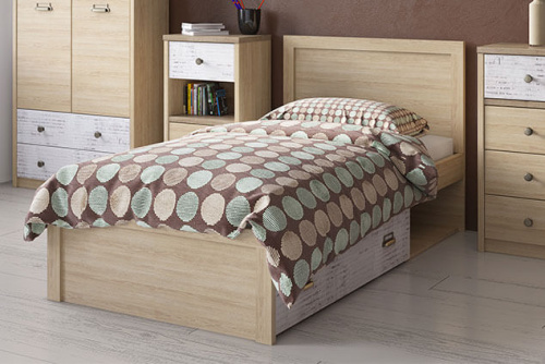 Кровать 1Я90 без ПМ 96,8х205,3х89,5 Дуб мадура/Энигма фото в интернет-магазине BestWood