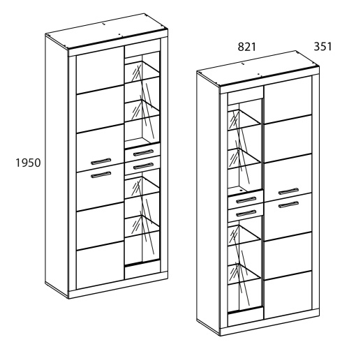Шкаф-витрина 2V2D 82,1х35,1х195/Дуб Санремо фото в интернет-магазине BestWood