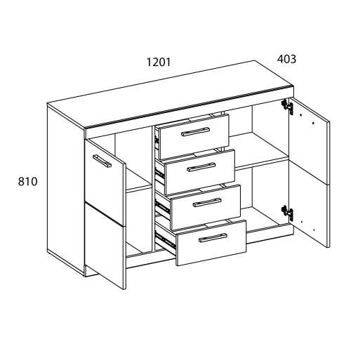 Тумба 2D4S 120,1х40х81/Дуб Санремо фото в интернет-магазине BestWood