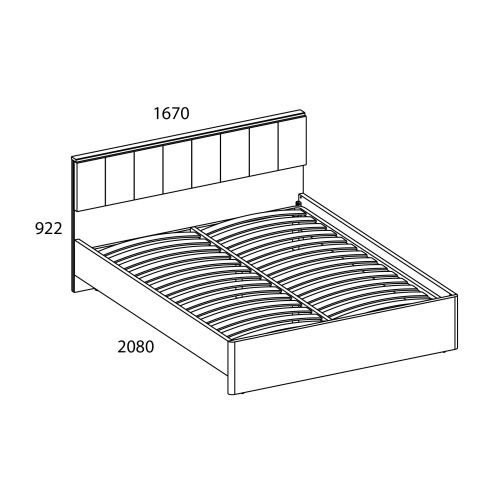 Кровать 160М без ПМ 167х208х92,4 Дуб монастырский/Черный фото в интернет-магазине BestWood