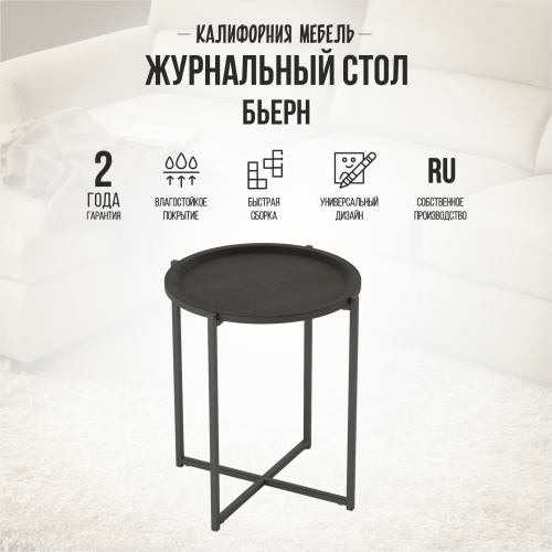 Столик журнальный 45,5х45,5х50,5/Черный Лофт / Черный фото в интернет-магазине BestWood