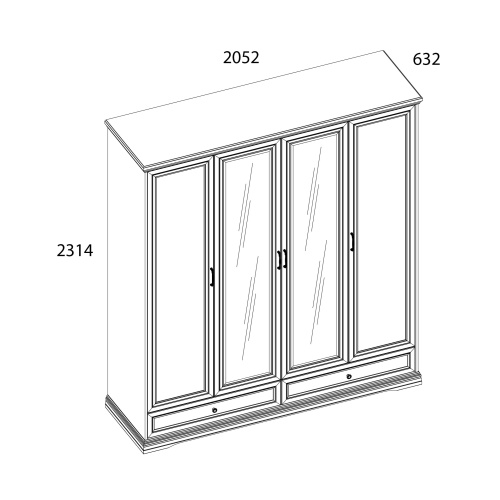 Шкаф 4DG2S Z 205,2х63,2х231,4/Серый фото в интернет-магазине BestWood