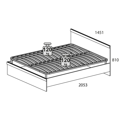 Кровать 140 без ПМ 145,1х205,3х81,4/Дуб Санремо фото в интернет-магазине BestWood
