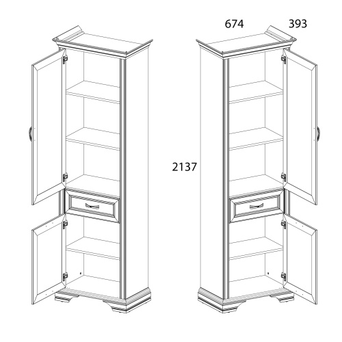 Шкаф 2D1S 67,4х39х213,7 Сосна винтаж/Дуб анкора фото в интернет-магазине BestWood