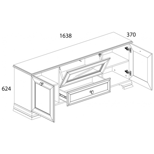 Тумба TV 1V2D1S 163,8х37х62,4/Белый фото в интернет-магазине BestWood