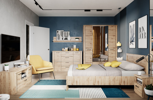 Кровать 140 без ПМ 147,3х206,9х89,5/Дуб Наварра фото в интернет-магазине BestWood