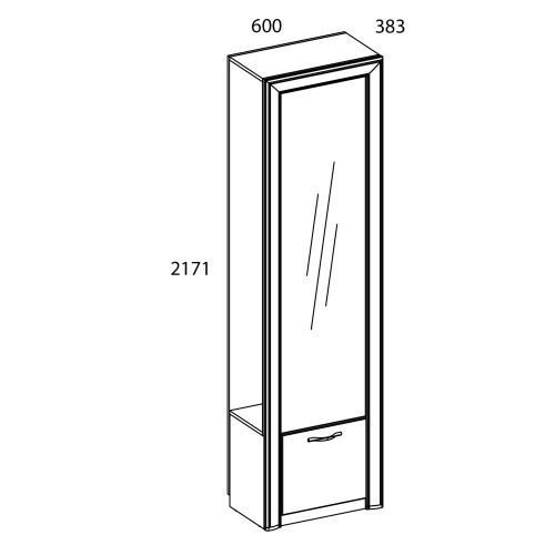 Шкаф 1DZ 60х38,3х217,1 Вудлайн кремовый/Дуб анкора фото в интернет-магазине BestWood
