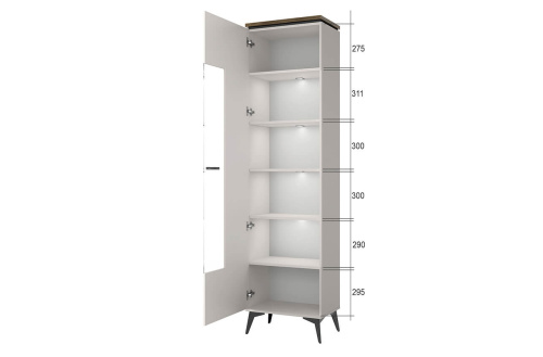 Шкаф с витриной 1V 63х39,4х207,3 Персидский жемчуг/Амарок фото в интернет-магазине BestWood