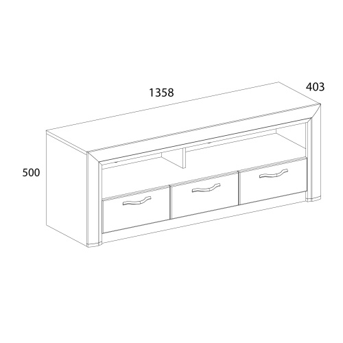 Тумба TV 3S 135,8х40х50 Вудлайн кремовый/Дуб анкора фото в интернет-магазине BestWood