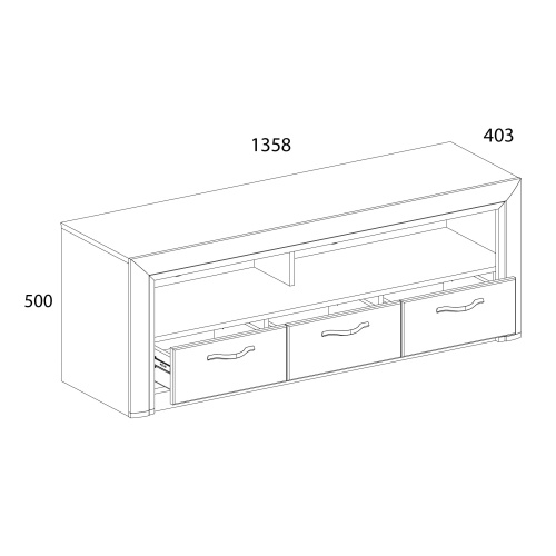 Тумба TV 3S 135,8х40х50 Вудлайн кремовый/Дуб анкора фото в интернет-магазине BestWood