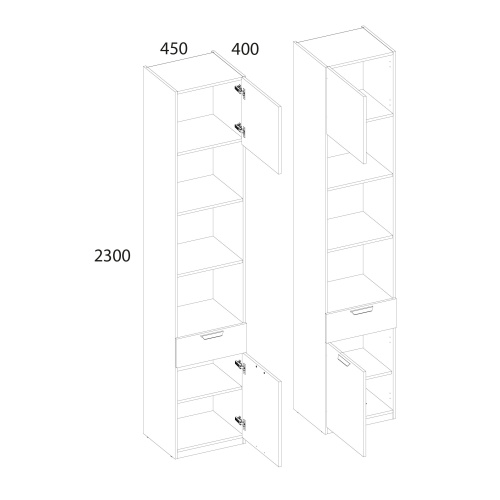 Шкаф открытый 2D1S 45 45х40х230 Персидский жемчуг/Ирл.ликер фото в интернет-магазине BestWood