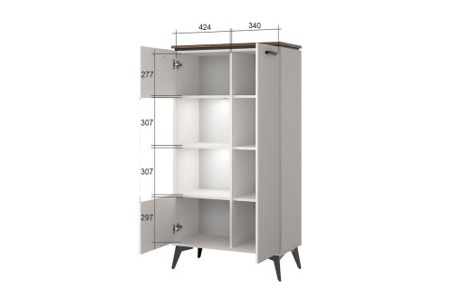 Шкаф с витриной 1V1DP 81,4х39,4х146,2 Персидский жемчуг/Амарок фото в интернет-магазине BestWood