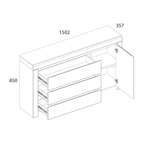 Тумба 1D3S  150,2х35,7х85 Белый/Дуб вотан фото в интернет-магазине BestWood