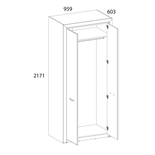 Шкаф 2DG 96х60х217 Вудлайн кремовый/Дуб анкора фото в интернет-магазине BestWood