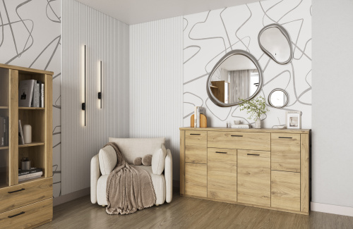 Тумба 4D1S 160х41х94,6/Дуб Наварра фото в интернет-магазине BestWood