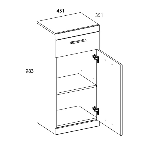 Тумба 1D1SH 45,1х35,1х98,3/Дуб Санремо фото в интернет-магазине BestWood