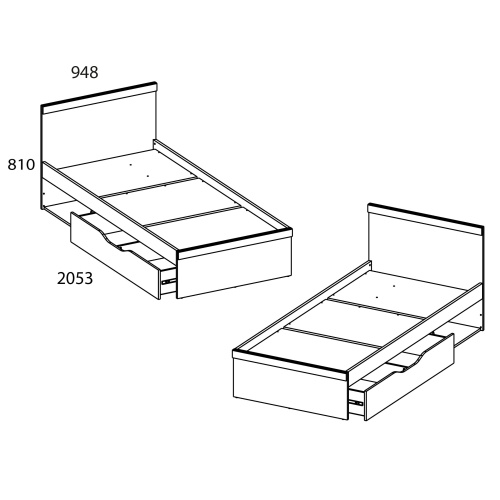 Кровать 90 без ПМ 94,8х205,3х81/Дуб Санремо фото в интернет-магазине BestWood