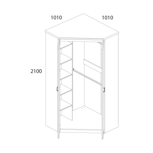 Шкаф угловой 2D 101х101х210 /Каштан найроби фото в интернет-магазине BestWood