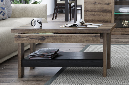 Стол журнальный 100х55х50 Дуб монастырский / Черный фото в интернет-магазине BestWood