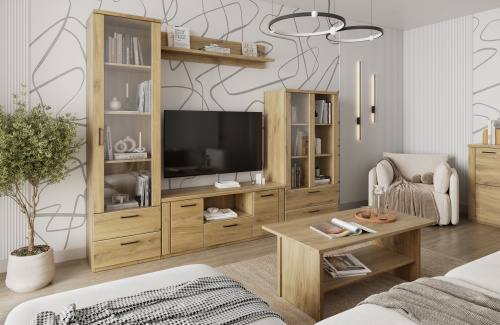 Шкаф с витриной 1V2S 55,2х41х210,4/Дуб Наварра фото в интернет-магазине BestWood