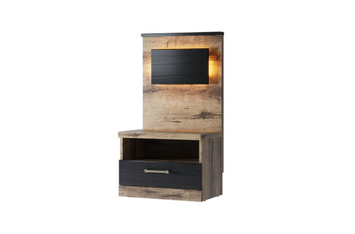 Тумба прикроватная 1S 50х33,8х92,5 Дуб монастырский/Черный фото в интернет-магазине BestWood