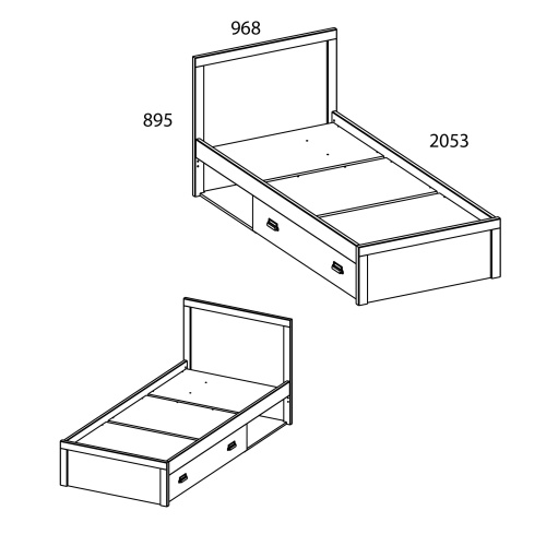 Кровать 1Я90 без ПМ 96,8х205,3х89,5 Дуб мадура/Энигма фото в интернет-магазине BestWood