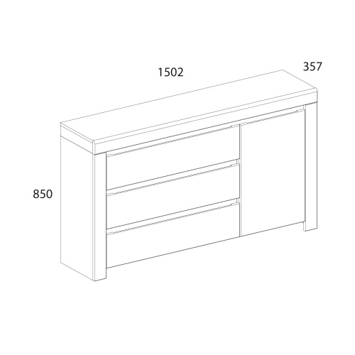 Тумба 1D3S  150,2х35,7х85 Белый/Дуб вотан фото в интернет-магазине BestWood